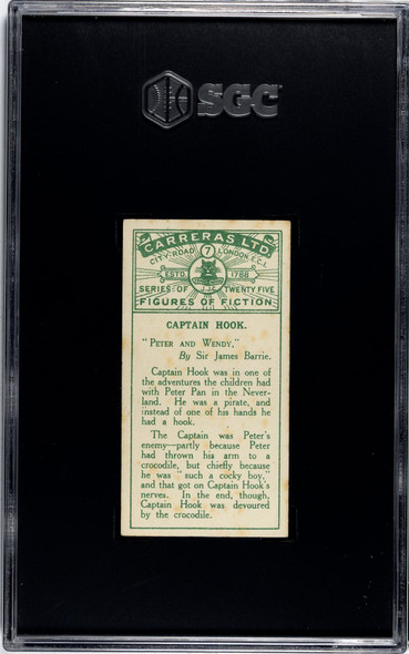 1924 Carreras LTD Captain Hook #7 Figures of Fiction SGC 3 back of card