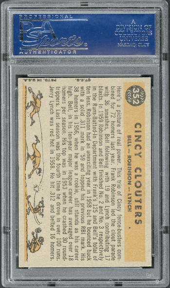 1960 Topps Cincy Clouters wtih Frank Robinson #352 PSA 5 back of card