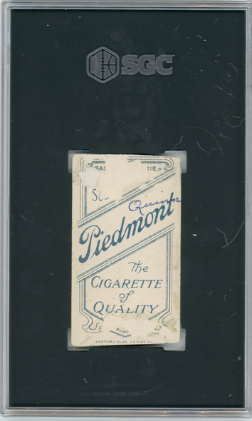 1909 T206 Jack Quinn Piedmont SGC A back of card