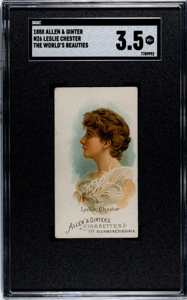 1888 N26 Allen & Ginter Leslie Chester The World's Beauties SGC 3.5 front of card