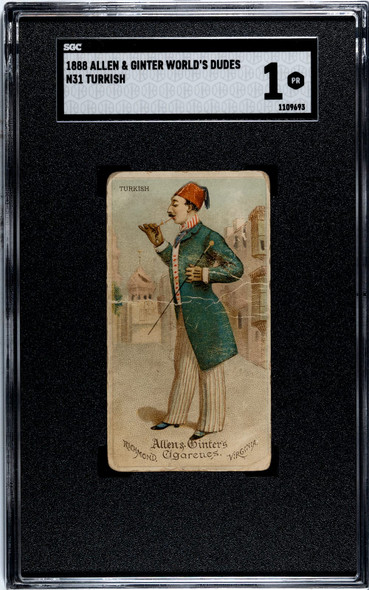 1888 N31 Allen & Ginter Turkish Dude Worlds Dudes SGC 1 front of card