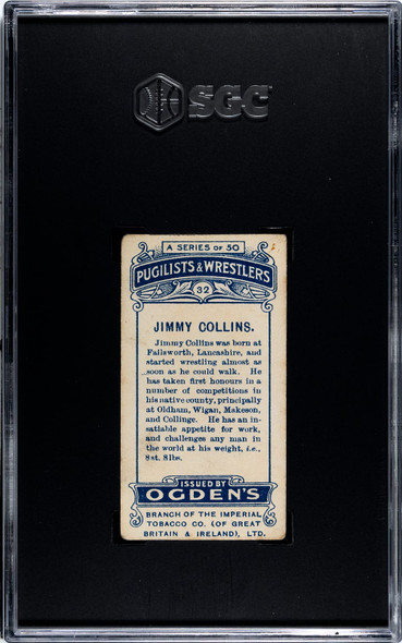 1908 Ogden's Cigarettes Jimmy Collins #32 Pugilists & Wrestlers SGC 3.5 back of card