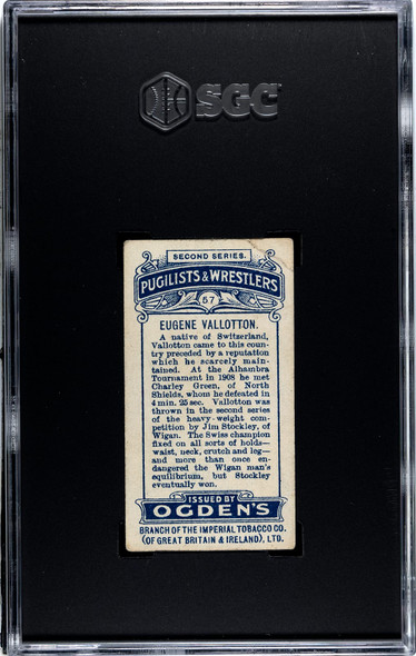 1909 Ogden's Cigarettes Eugene Vallotton #57 Pugilists & Wrestlers SGC 3 back of card