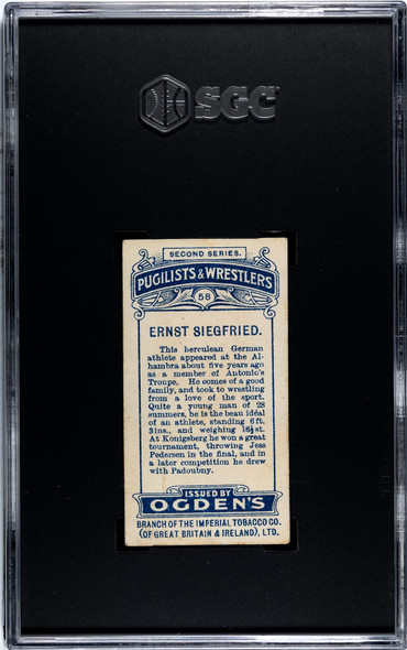 1909 Ogden's Cigarettes Ernst Siegfried #58 Pugilists & Wrestlers SGC 1.5 back of card