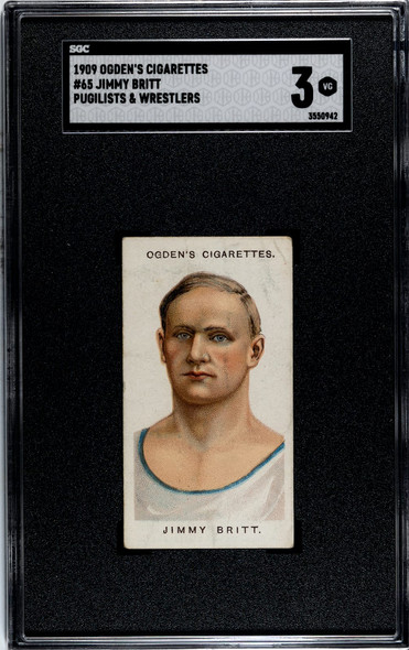 1909 Ogden's Cigarettes Jimmy Britt #65 Pugilists & Wrestlers SGC 3 front of card