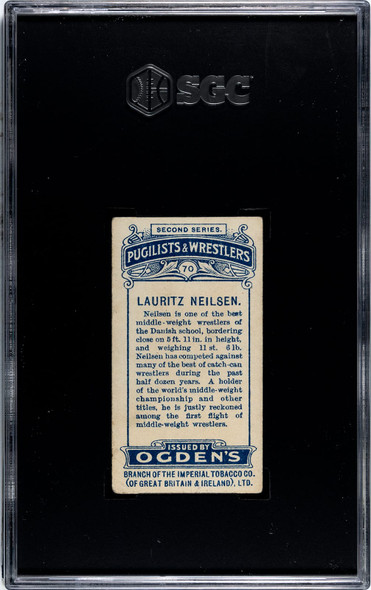 1909 Ogden's Cigarettes Lauritz Neilsen #70 Pugilists & Wrestlers SGC 3 back of card