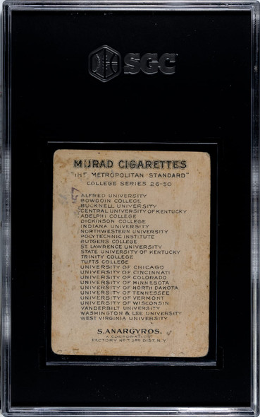 1910 T51 Murad Cigarettes University of Vermont College College Series SGC 1 back of card