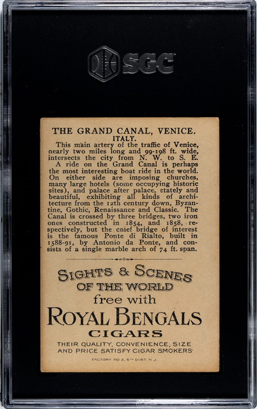 1911 T99 Royal Bengals Cigars Grand Canal Venice Sights and Scenes SGC 4.5 back of card