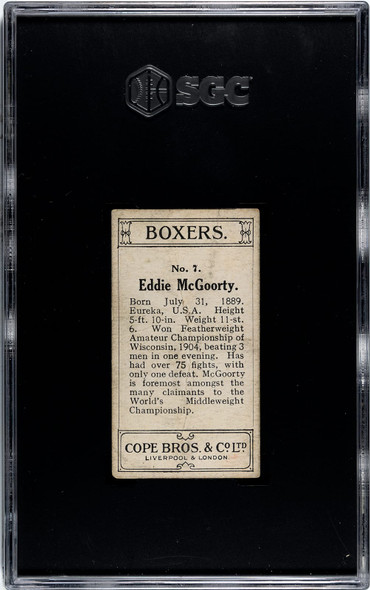 1915 Cope Bros. Co. Ltd. Eddie McGoorty #7 SGC 1 back of card