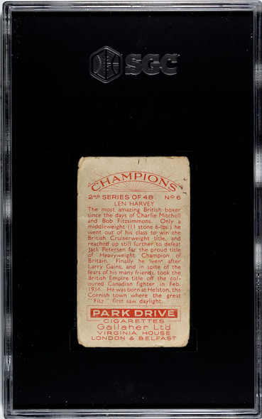 1935 Gallaher Ltd. Len Harvey #6 SGC 1.5 back of card