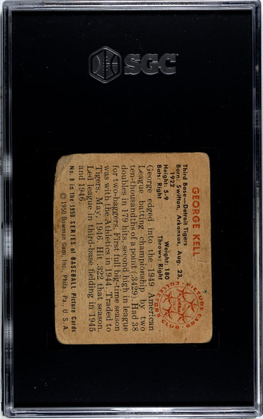 1950 Bowman George Kell #8 SGC 1 back of card
