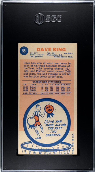 1969 Topps Dave Bing #55 SGC 5 back of card