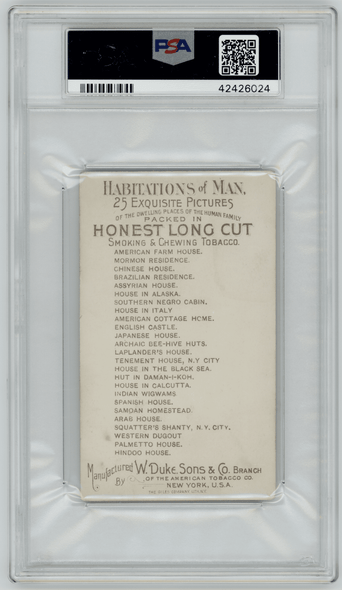 1890 N113 W. Duke Sons & Co. Spanish House Habitations of Man PSA 3 back of card