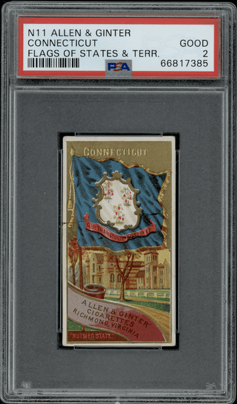 1888 N11 Allen & Ginter Connecticut Flags of the States & Territories PSA 2 front of card