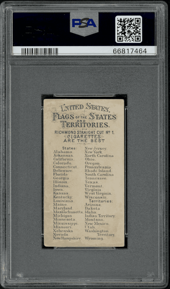 1888 N11 Allen & Ginter Oregon Flags of the States & Territories PSA 2 back of card