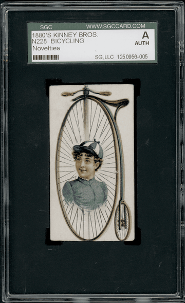 1888 N228 Kinney Bros. Bicycling Novelties SGC A front of card