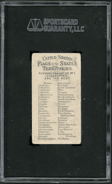 1888 N11 Allen & Ginter Arkansas Flags of the States & Territories SGC 1.5 back of card