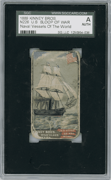 1889 N226 Kinney Bros. US Sloop Of War Naval Vessels Of The World SGC A front of card