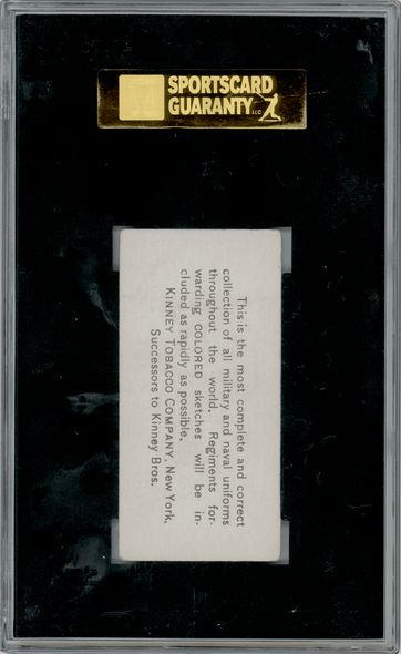 1888 N224 Kinney Bros. Infantry Spain Military Series SGC 4 back of card