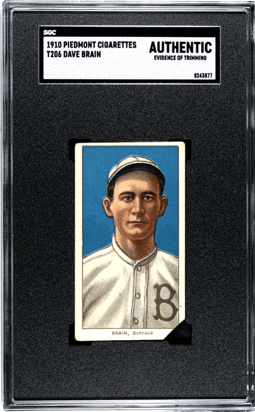 1910 T206 Dave Brain Piedmont 350 SGC A front of card