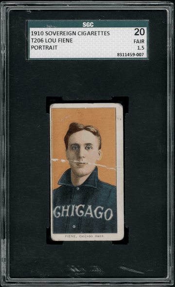1910 T206 Lou Fiene Portrait Sovereign 350 SGC 1.5 front of card