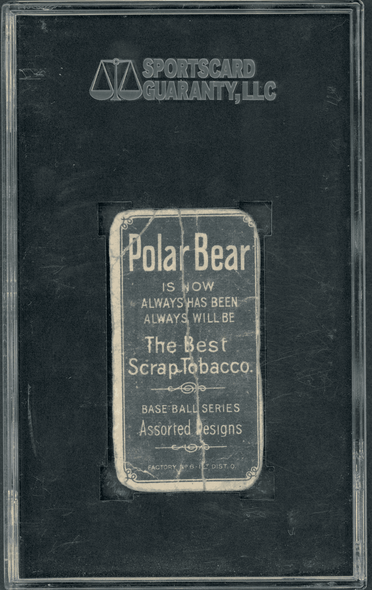 1909-11 T206 Tom Downey Batting Polar Bear SGC 1 back of card