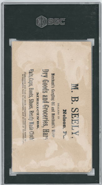 1880's H804-7 Merchant's Gargling Oil A Close Affair Blue & Yellow SGC 1 back of card