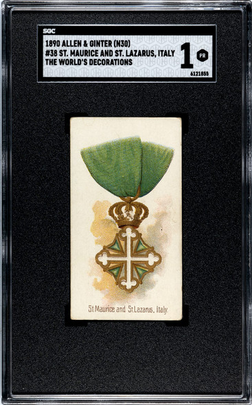 1890 N30 Allen & Ginter St. Maurice and St. Lazarus, Italy The World's Decorations SGC 1 front of card