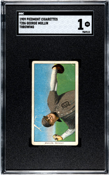 1909 T206 George Mullin Throwing, Horizontal Piedmont 150 SGC 1 front of card