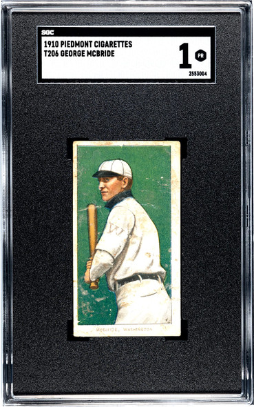 1910 T206 George McBride Piedmont 350 SGC 1 front of card