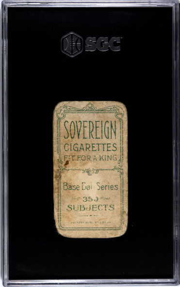 1910 T206 Wild Bill Donovan Sovereign SGC 1 back of card