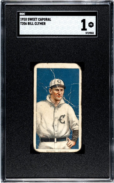 1910 T206 Bill Clymer Sweet Caporal 350 SGC 1 front of card
