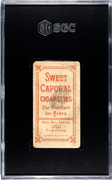 1910 T206 Jim Scott Sweet Caporal 350 SGC 1 back of card