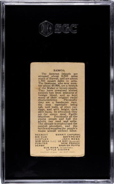1910-11 T113 Types of Nations Samoa Sub Rosa SGC 2 back of card