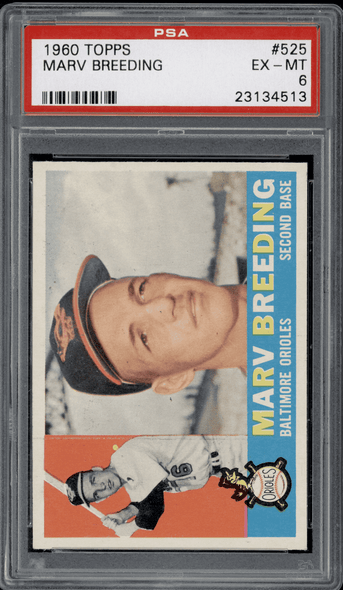 1960 Topps Marv Breeding #525 PSA 6 front of card