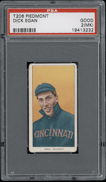 1910 T206 Dick Egan Backstamp Piedmont 350 PSA 2(MK) front of card