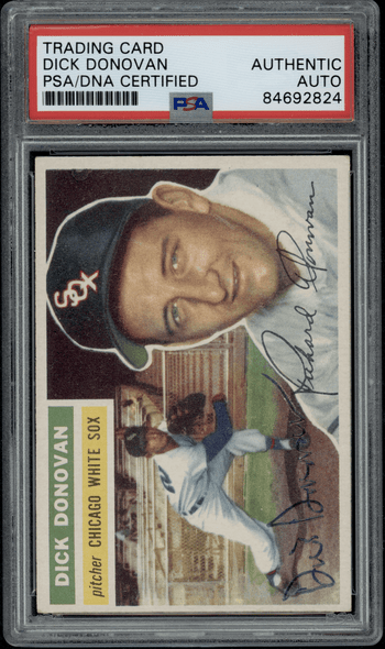 1956 Topps Dick Donovan #18 PSA Authentic Auto front of card