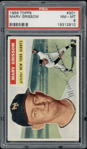 1956 Topps Marv Grissom #301 PSA 8 front of card