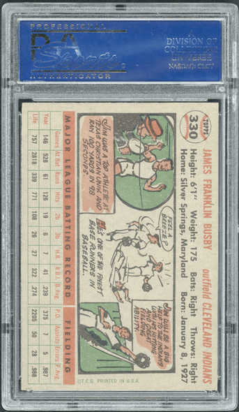1956 Topps Jim Busby #330 PSA 7 back of card