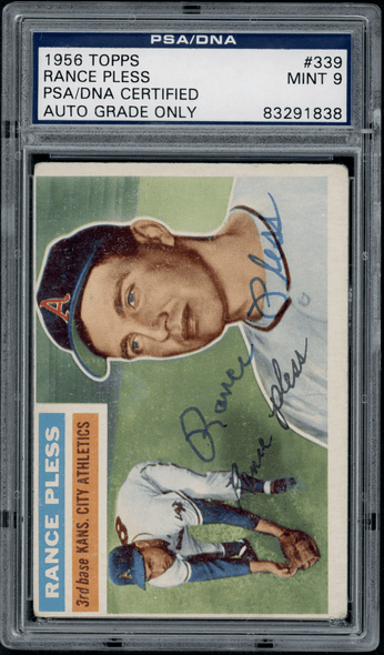 1956 Topps Rance Pless #339 PSA Auto 9 front of card