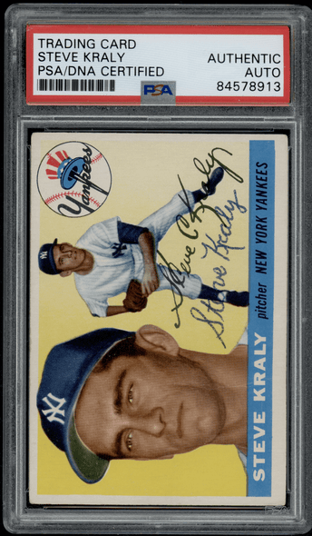 1955 Topps Steve Kraly #139 PSA Authentic Auto front of card
