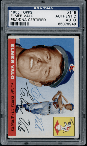 1955 Topps Elmer Valo #145 PSA Authentic Auto front of card