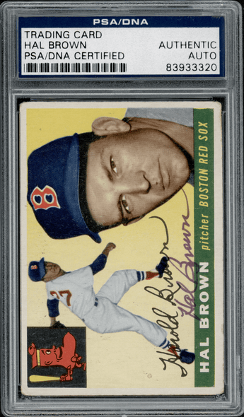 1955 Topps Hal Brown #148 PSA Authentic Auto front of card