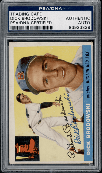 1955 Topps Dick Brodowski #171 PSA Authentic Auto front of card