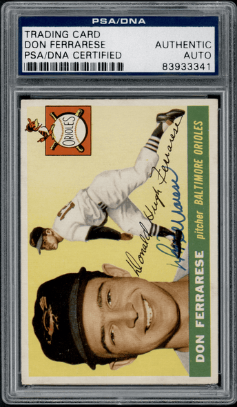 1955 Topps Don Ferrarese #185 PSA Authentic Auto front of card