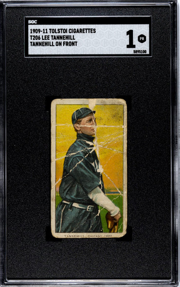 1909 T206 Lee Tannehill Tannehill on Front Tolstoi SGC 1 front of card