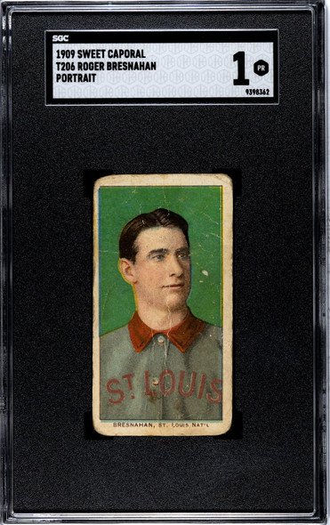 1909 T206 Roger Bresnahan Portrait Sweet Caporal 150 SGC 1 front of card