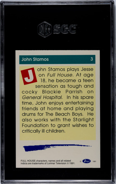 1991 Impel Laffs John Stamos #3 SGC 9 back of card