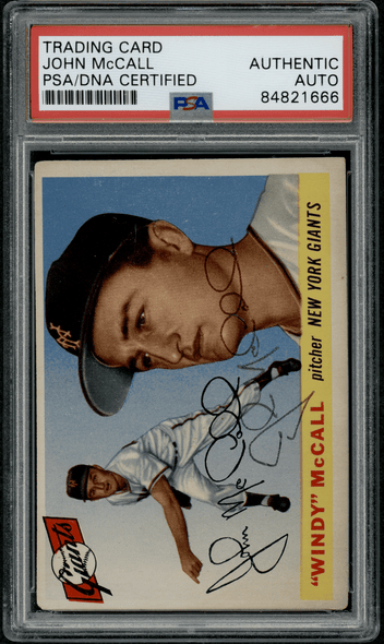 1955 Topps John Windy McCall #42 PSA Authentic Auto front of card