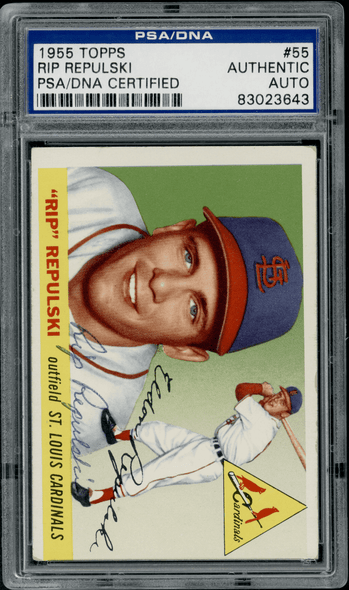 1955 Topps Rip Repulski #55 PSA Authentic Auto front of card